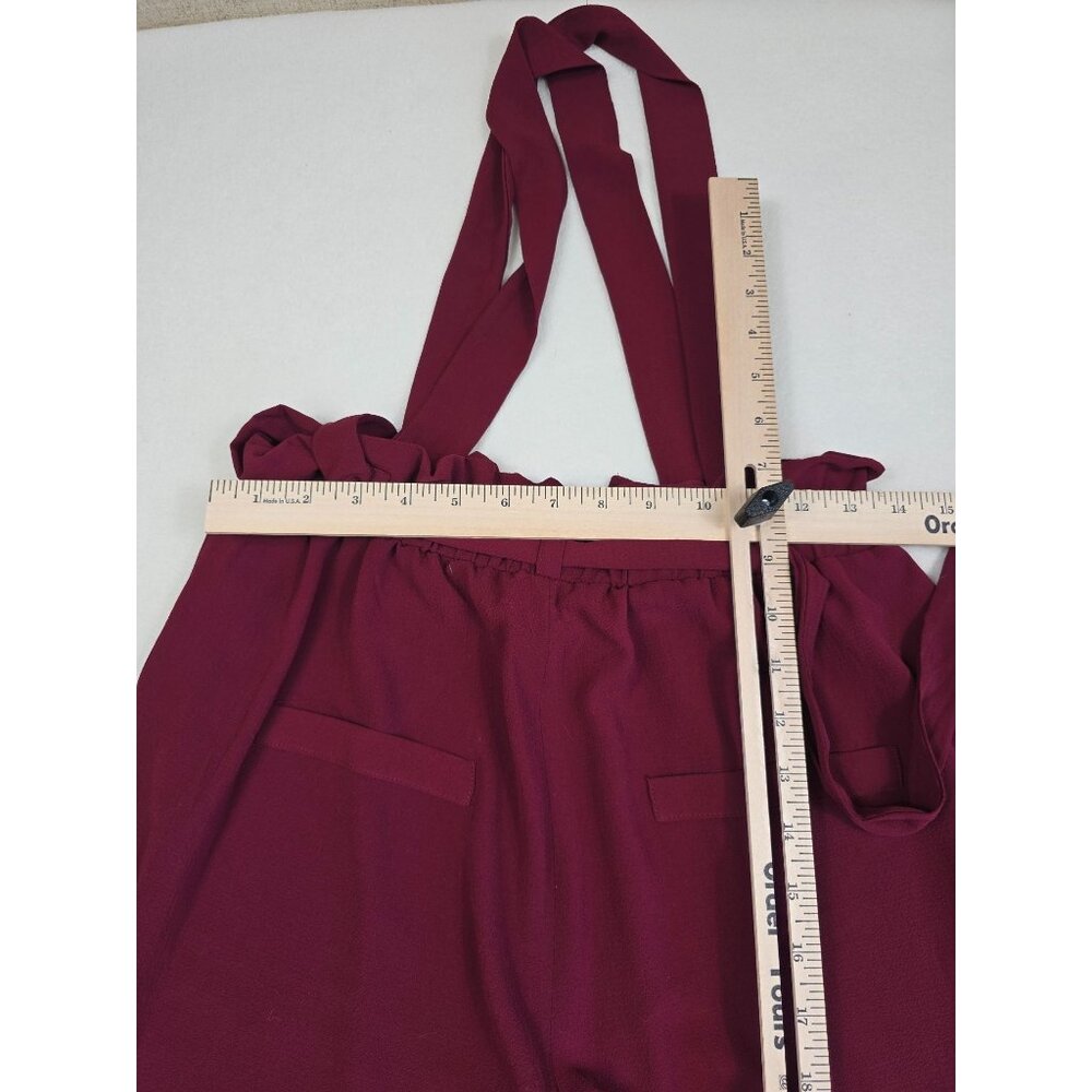 Red BKE Buckle Burgundy Wide-Leg Overalls With Adjustable Straps Small - Picture 3 of 5